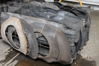 waste truck tyre bale at our recycling unit in Sutterton Lincolnshire