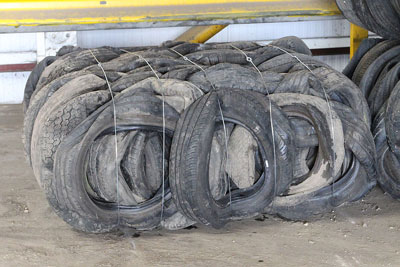 waste tyre bale at our recycling unit in Sutterton Lincolnshire